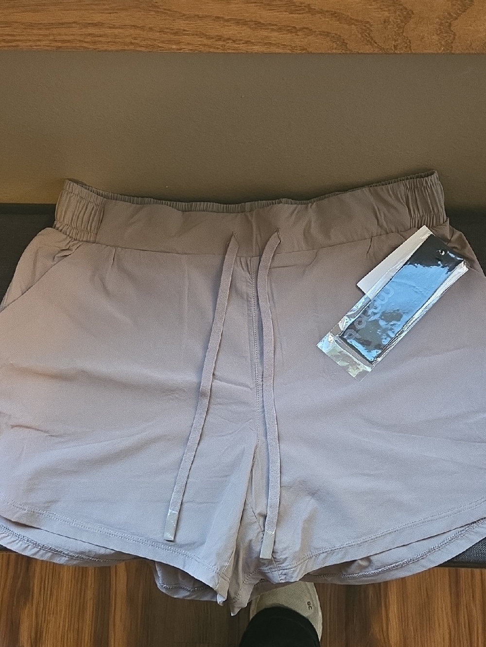 Mono B Taupe Drawstring Athletic Shorts